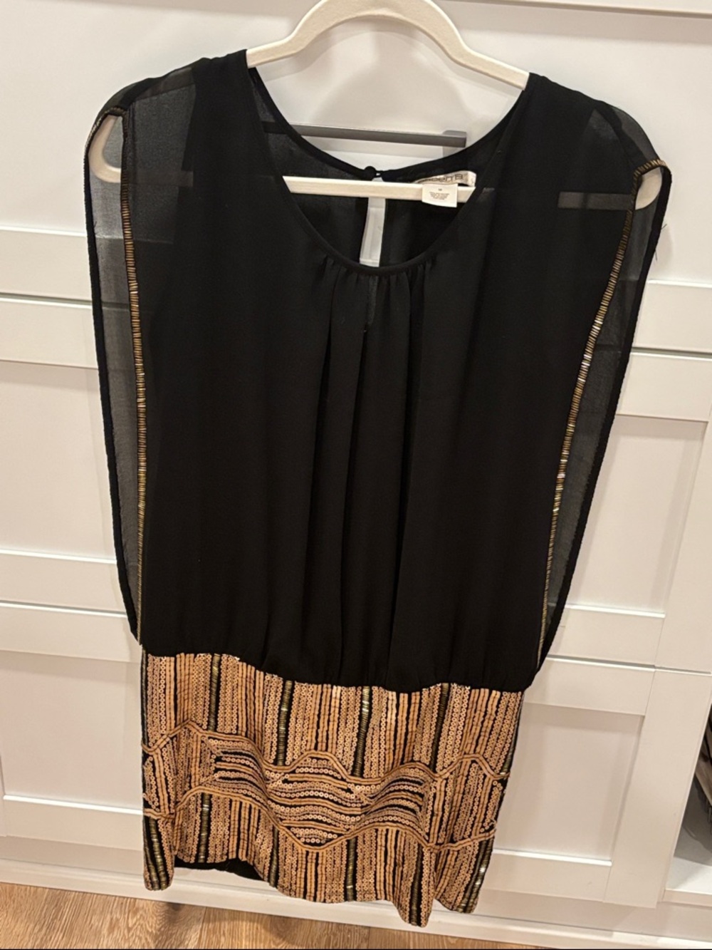 Vintage Arden B black and gold mini dress M